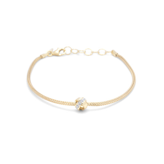 X Bracelet with Stones - Gold Plated