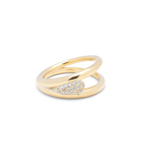 Pave Drop Ring - Gold Plated