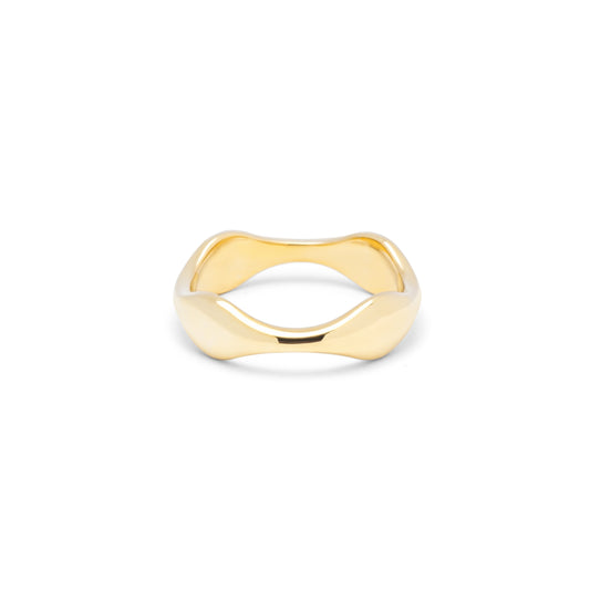 Solid Zic Zac Ring - Gold Plated