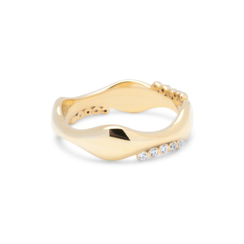 Bubbles Zic Zac Ring - Gold Plated