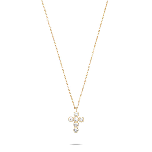 Bubble Cross Necklace  - Gold Plated