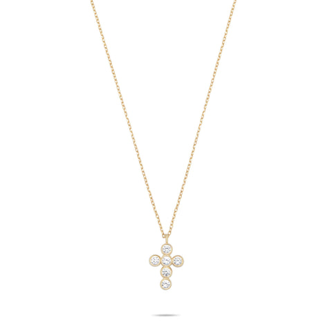 Bubble Cross Necklace  - Gold Plated