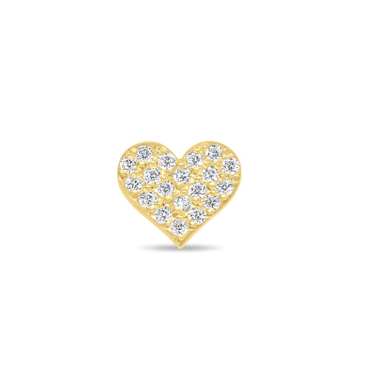 Heart Full of Stones Stud Single Earring - Gold Plated