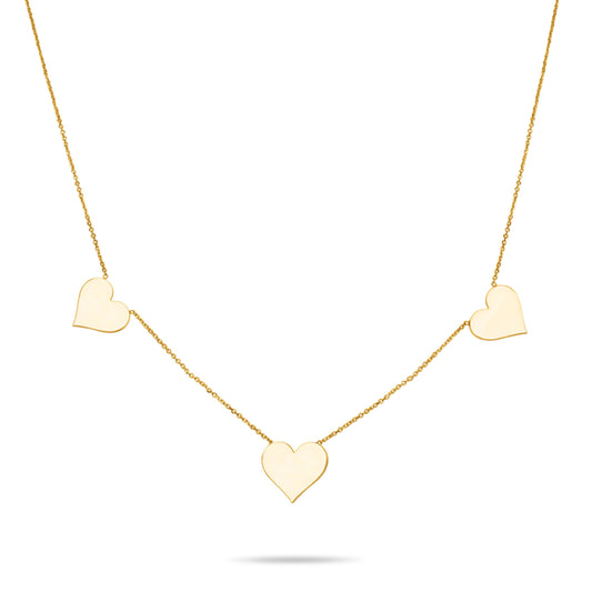 Three Hearts necklace With Messages - Gold Plated