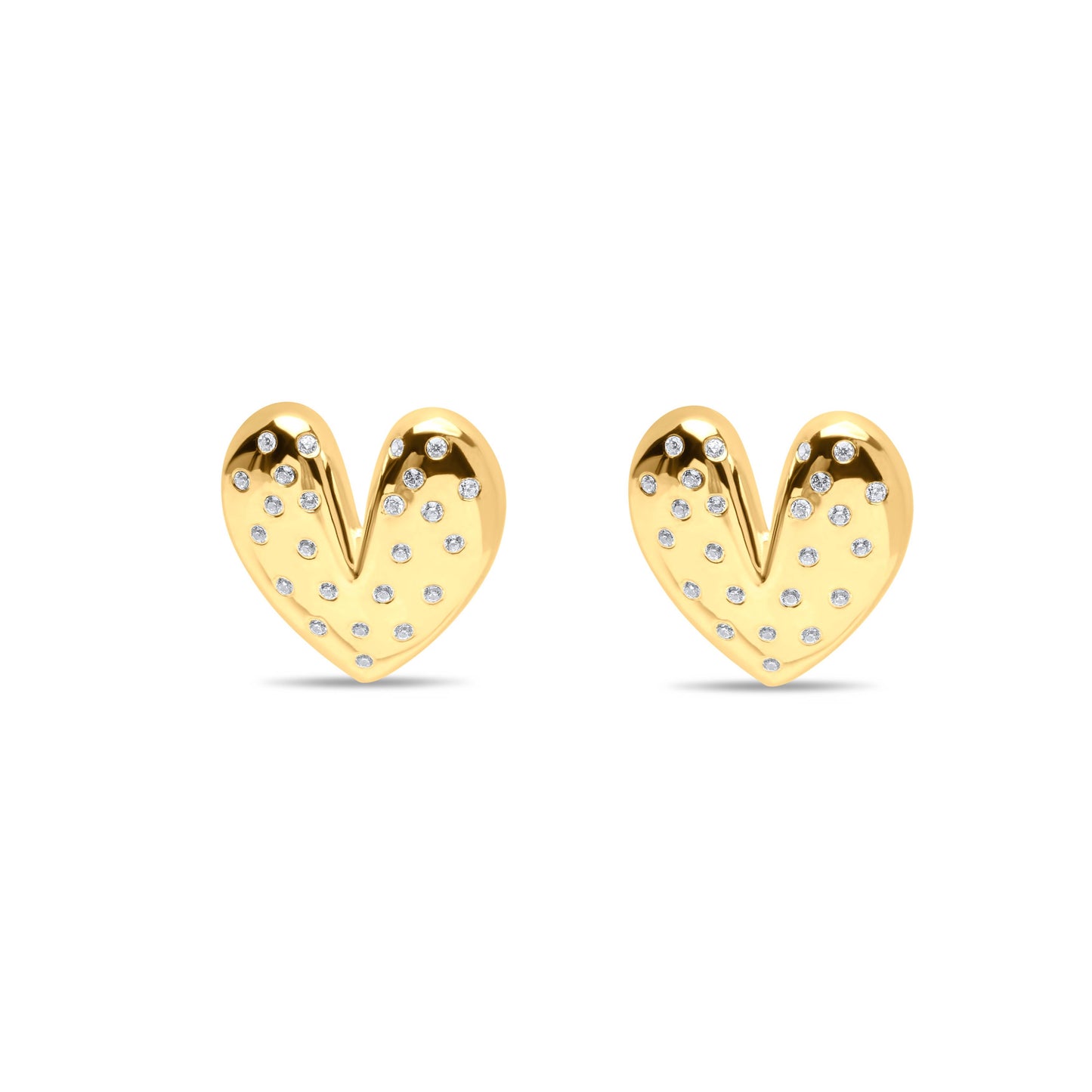 Stardust Hearts Stud Pair Earrings - Gold Plated