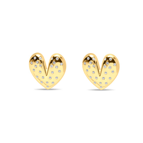 Stardust Hearts Stud Pair Earrings - Gold Plated