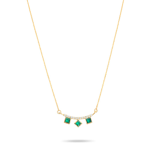 Emerald Ice Cube Necklace  - Gold Plated