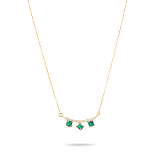 Emerald Ice Cube Necklace - Gold Plated