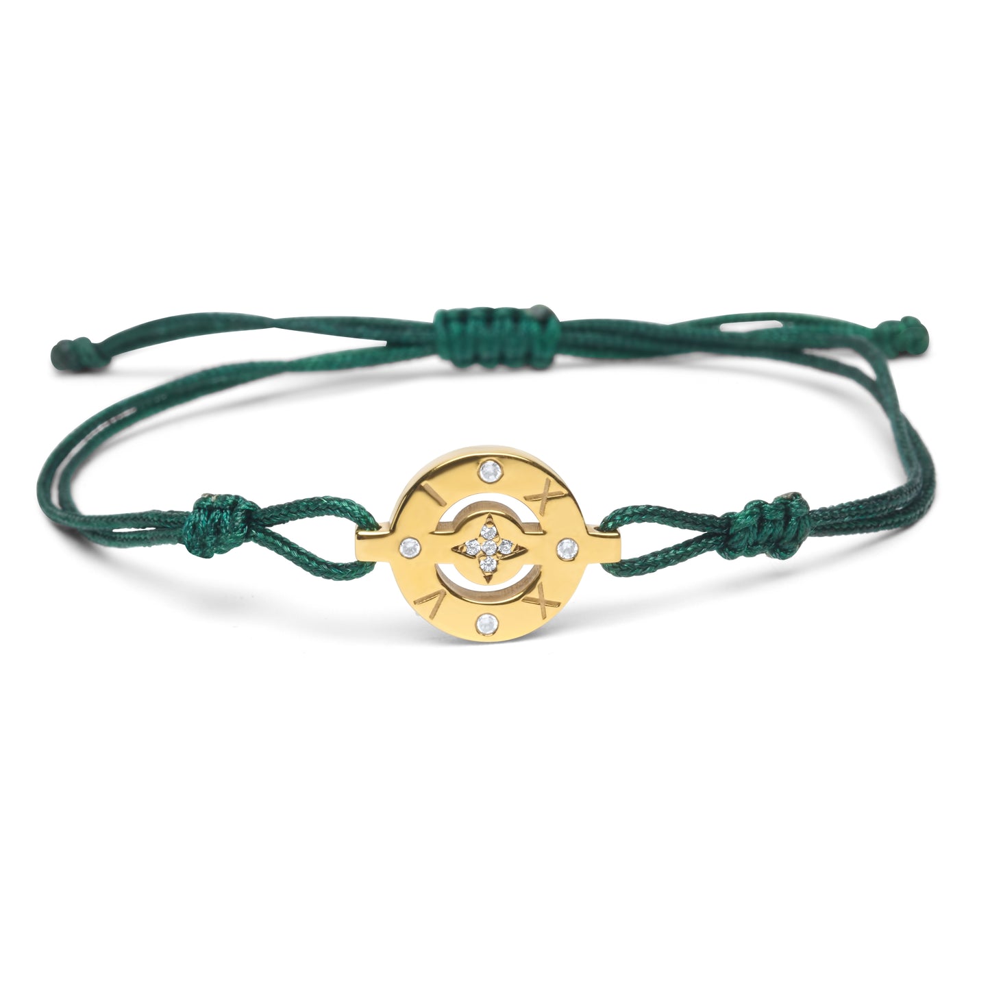 2024 Lucky Bracelet with dark green cord - Gold Plated
