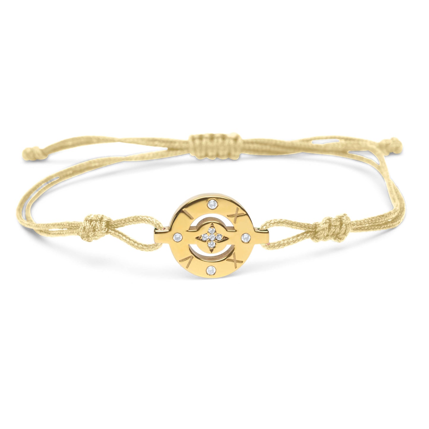 2024 Lucky Bracelet with beige cord - Gold Plated