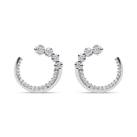 All Around Glow Pair Earrings with stones - Silver Rhodium