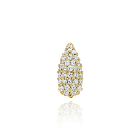 Pave Tear Stud Single Earring - Gold Plated