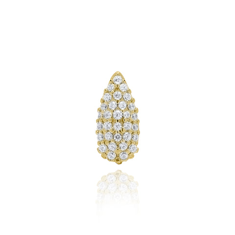 Pave Tear Stud Single Earring - Gold Plated