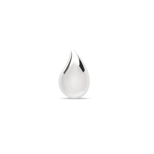 Solid Tear Stud Single Earring Left - Silver Rhodium Plated
