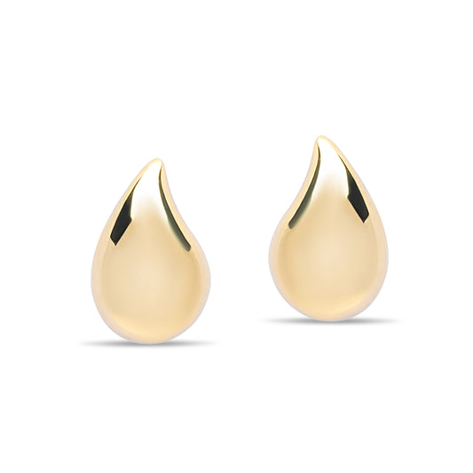 Medium Solid Tear Stud Pair Earrings - Gold Plated