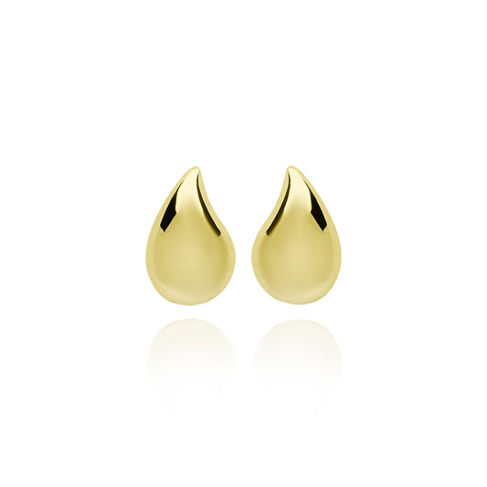 Medium Solid Tear Stud Pair Earrings - Gold Plated