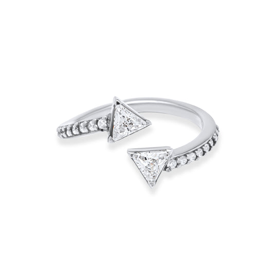 Triangle Wrap Ring - Silver Rhodium Plated