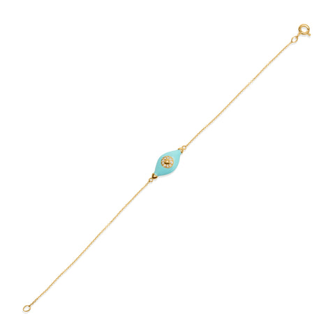 Turquoise Evil Eye 9k Yellow Gold Bracelet