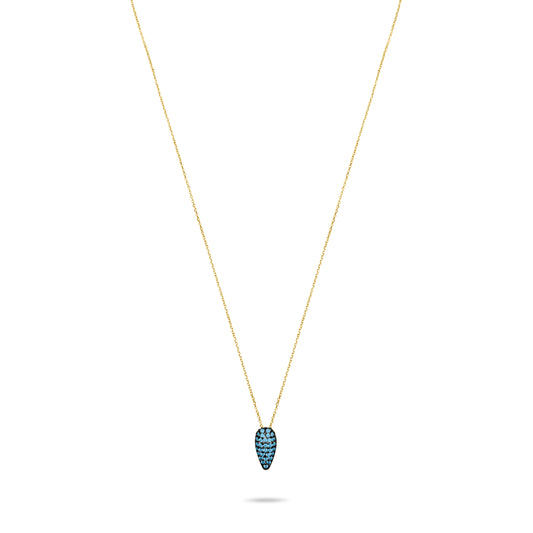 Aqua Pave Tear Necklace - Gold plated