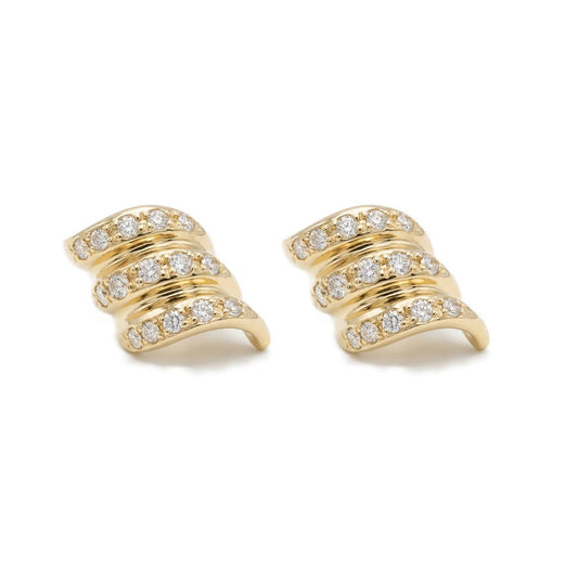 Waveglow Stud Pair Earrings - Gold Plated