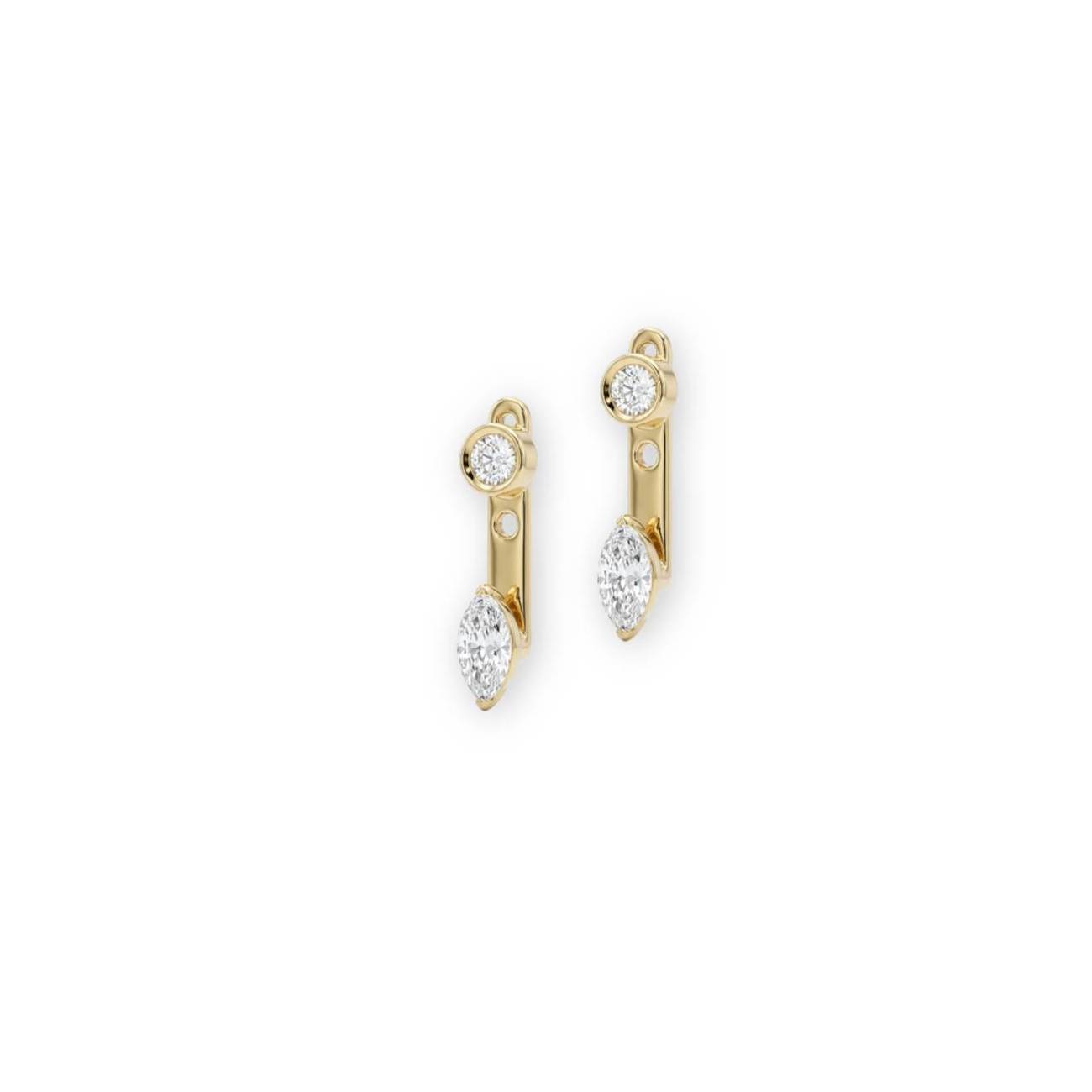 Marquise Glow Pair Ear Jacket Earrings - Gold Plated