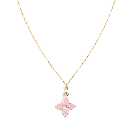 Pink Power Flower Necklace - Gold Plated
