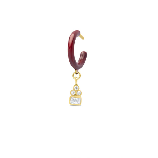 Cherry Enamel Hoop with jardin du vin Single Earring - Gold Plated
