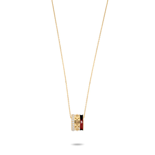 Cherry Enamel Roll Necklace  - Gold Plated