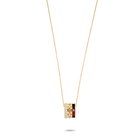 Cherry Enamel Roll Necklace  - Gold Plated
