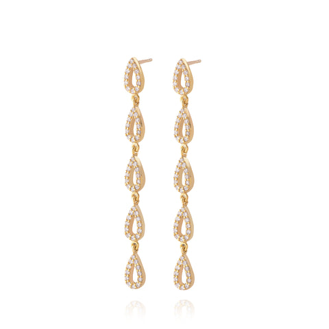 Tears Long Pair Earrings - Gold Plated