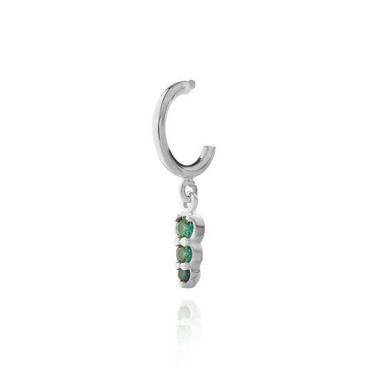 Three Stone Single Hoop with Emerald - Black Rhodium