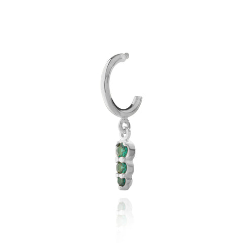 Three Stone Single Hoop with Emerald - Black Rhodium