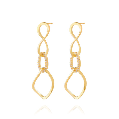 Long Chain Pair Earrings - Gold Plated