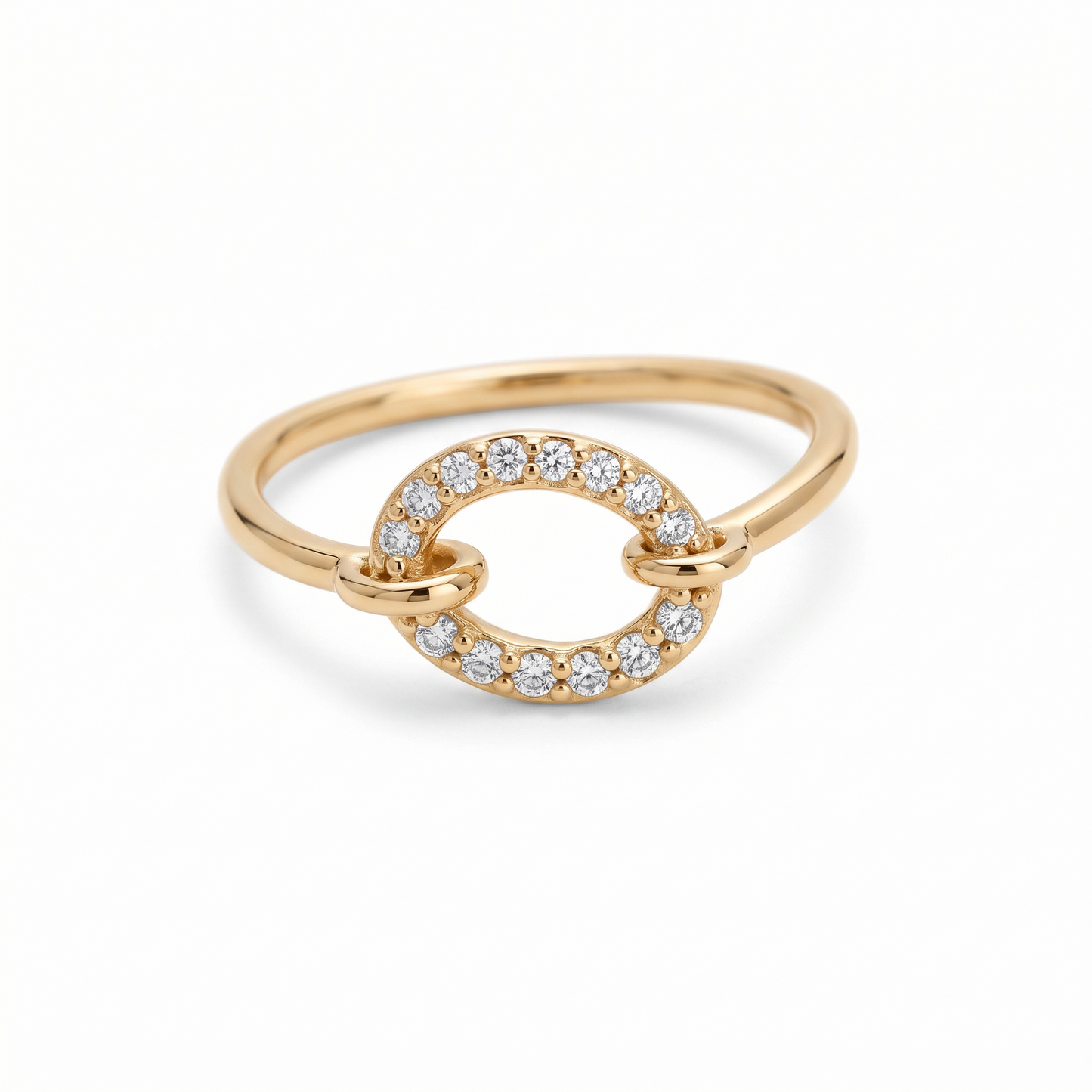 Mini Oval Ring with stones - Gold Plated