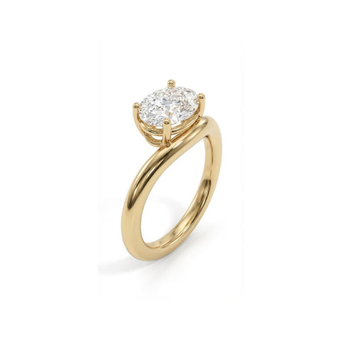 Brilliant Oval Solitaire Ring - Gold Plated