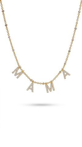 Mama necklace with pave letters - Gold Plated