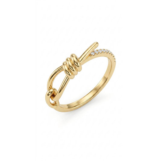 Knot with Stones Ring - Gold Plated