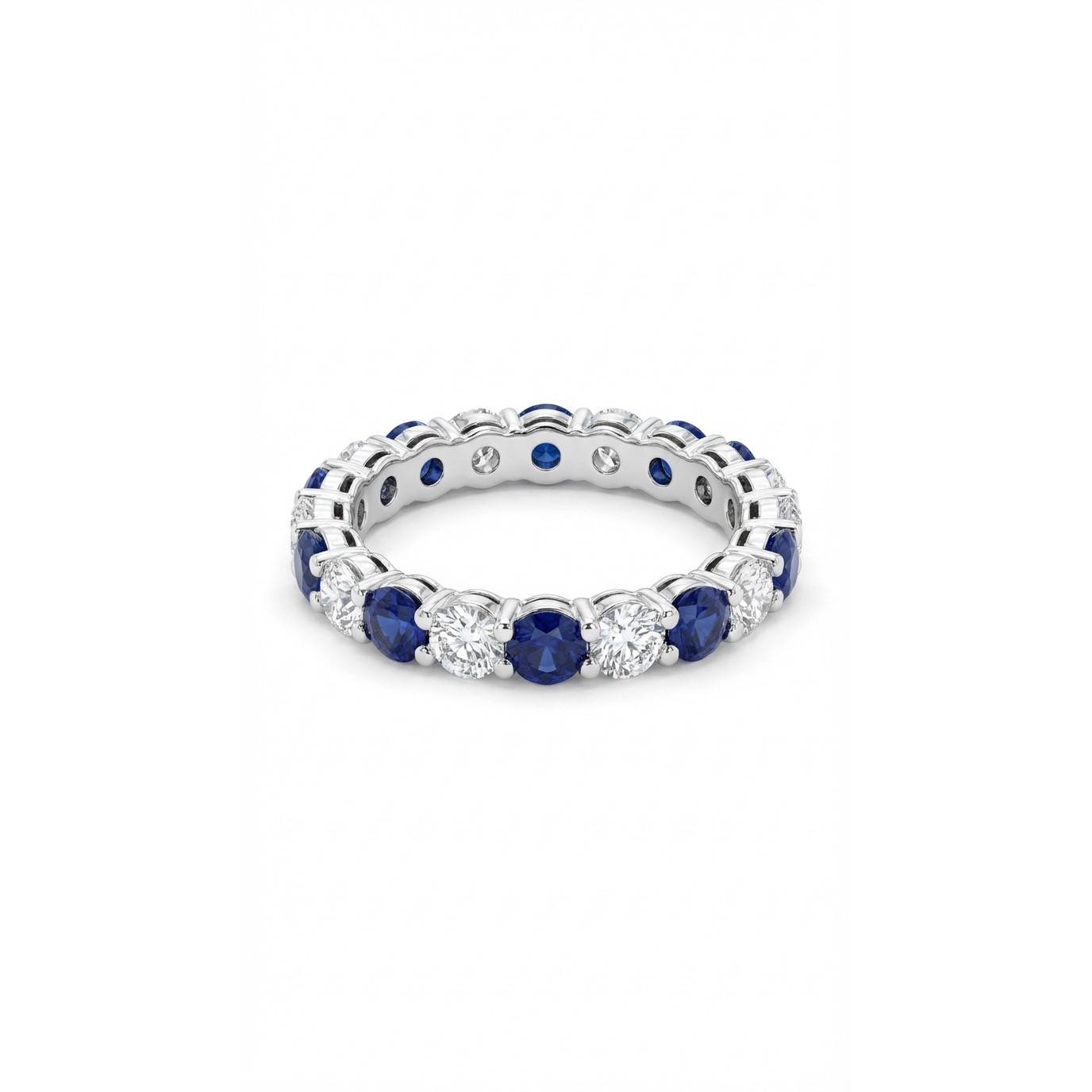 Rount Eternity Ring with Sapphire - Silver Rhodium Plated