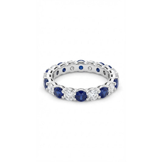 Rount Eternity Ring with Sapphire - Silver Rhodium Plated