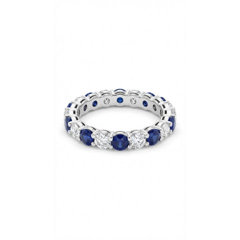 Rount Eternity Ring with Sapphire - Silver Rhodium Plated