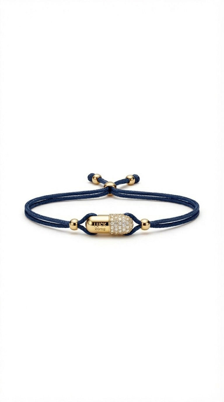 Blue Pave Vitamin 26mg Bracelet - Gold Plated