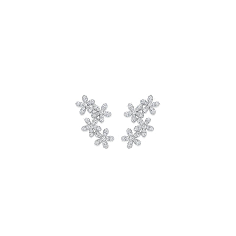 Blooming Daisy Earrings - Silver Rhodium Plated