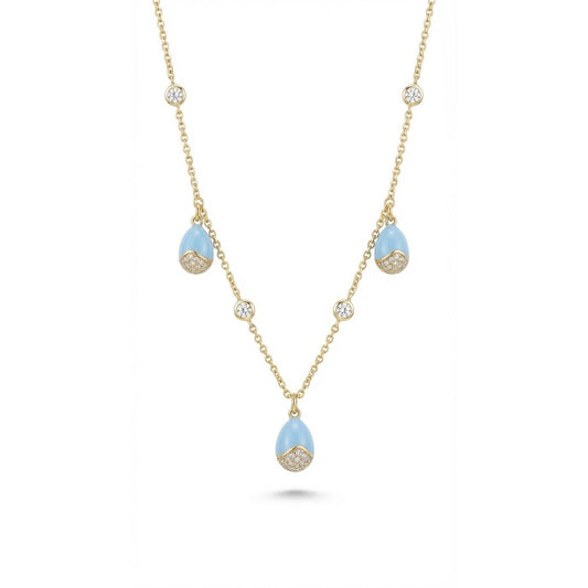 Mini Turquoise Egg Drops Necklace - Gold Plated