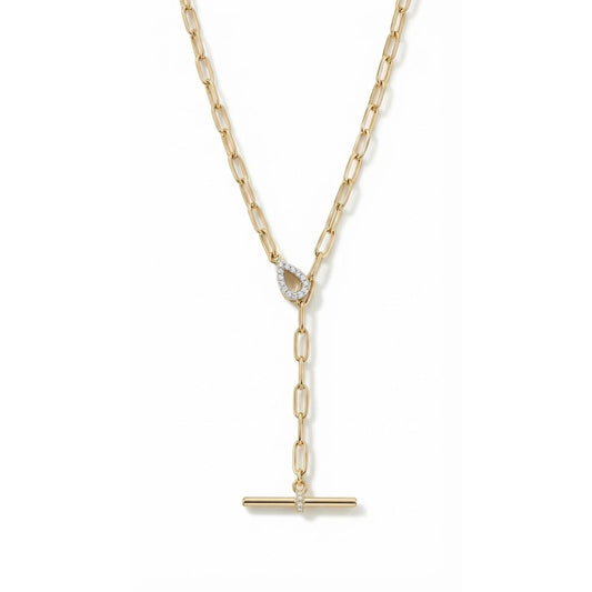 Drop T-Bar Link Necklace - Gold Plated