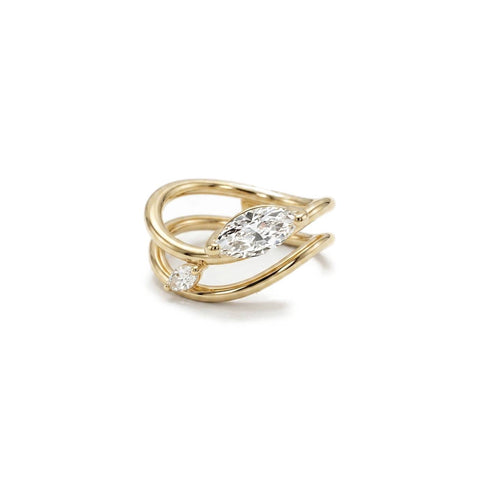 Double Pinky Marquise  Promise Ring - Gold Plated
