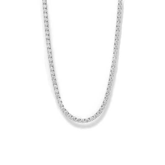 Classic Tennis Necklace - Silver Rhodium Plated