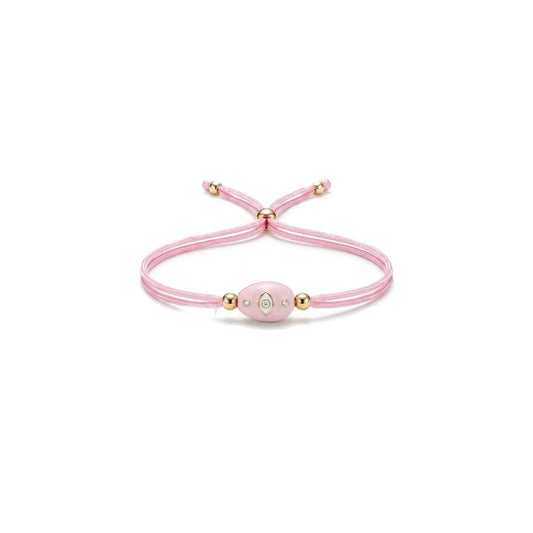 Baby Pink Candy Eye Egg Bracelet- Gold Plated