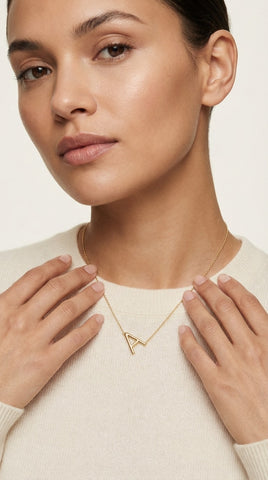 Custom Sideway Monogram Necklace - Gold Plated (small size)