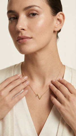 Custom Sideway Monogram Necklace - Gold Plated (small size)