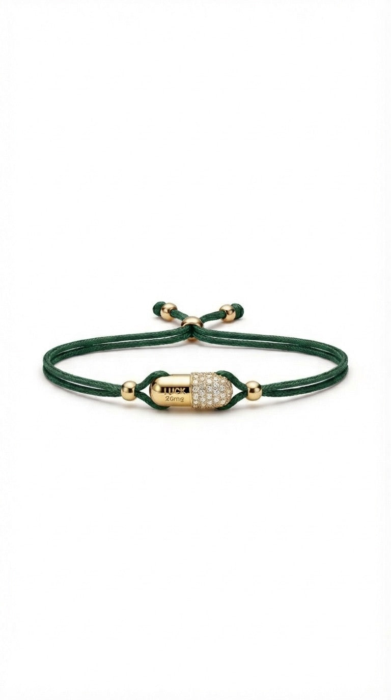 Green Pave Vitamin 26mg Bracelet - Gold Plated